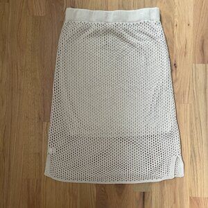 Nine West Women's Knit Midi Boho Light-Beige Lined Sweater Skirt - Size XL